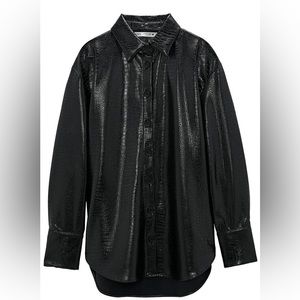 ZARA FAUX leather black overshirt. Size XL.
